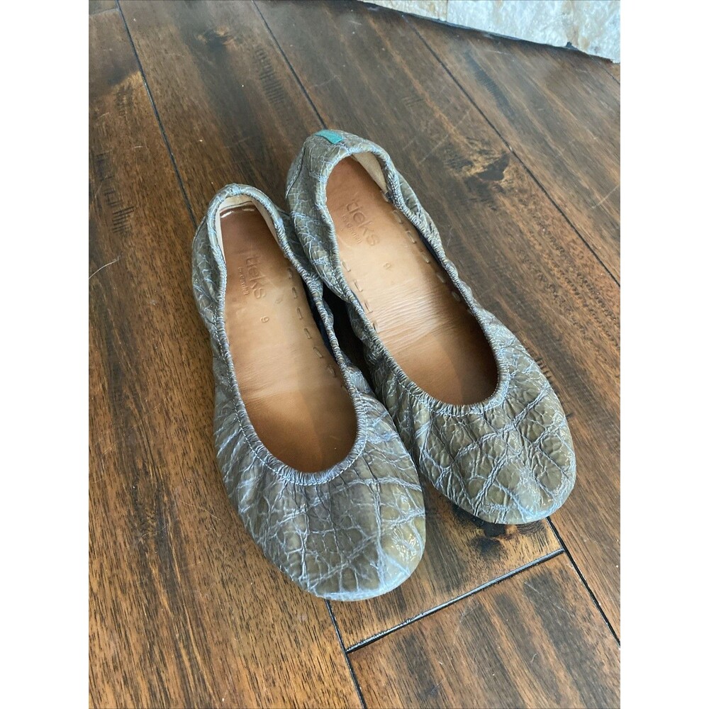 Tieks Sienna Brown Croc Ballet Flats Size 9 Shoes Packable Patent Leather
